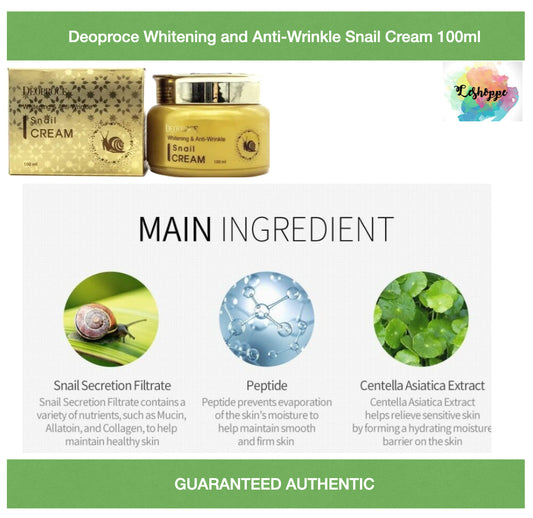 Deoporce Whitening & Anti Wrinkle Snail Cream 100ml